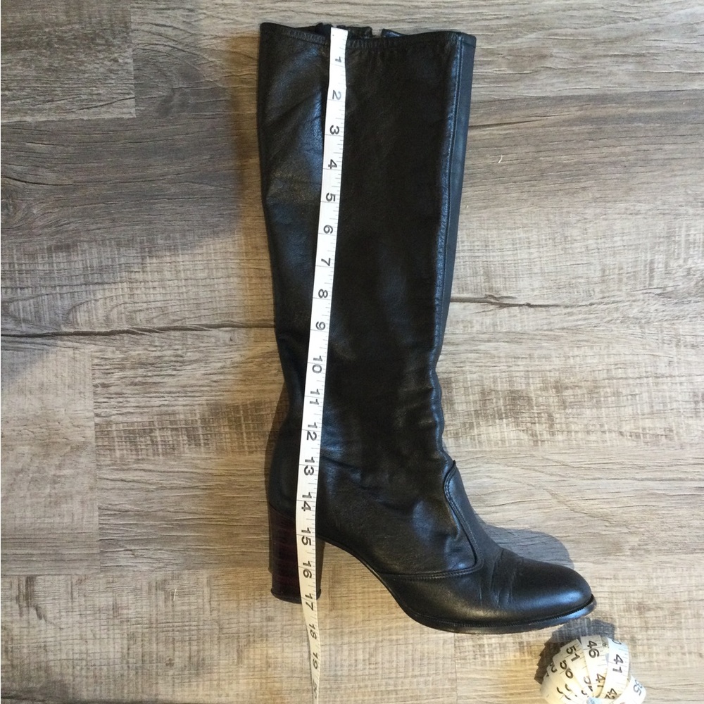 Vintage black leather tall boots - Picture 15 of 16